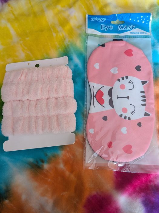 Разом маска для очей (сну) і нарукавними для спа процедур, вмивання