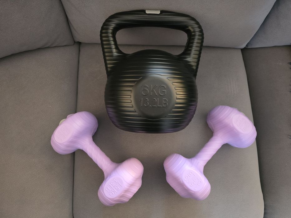 Ciężarki i kettleball na wodę lub piasek zestaw 1,5 kg i 6 kg