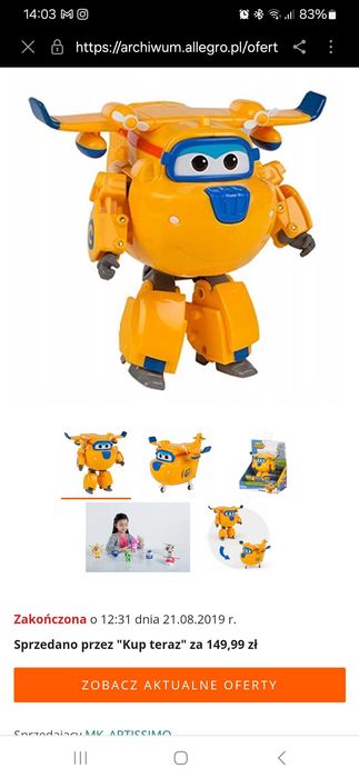 SUPER WINGS samolot robot Śrubek