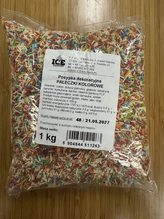 Posypka  Kolorowa Patyczki 1 Kg