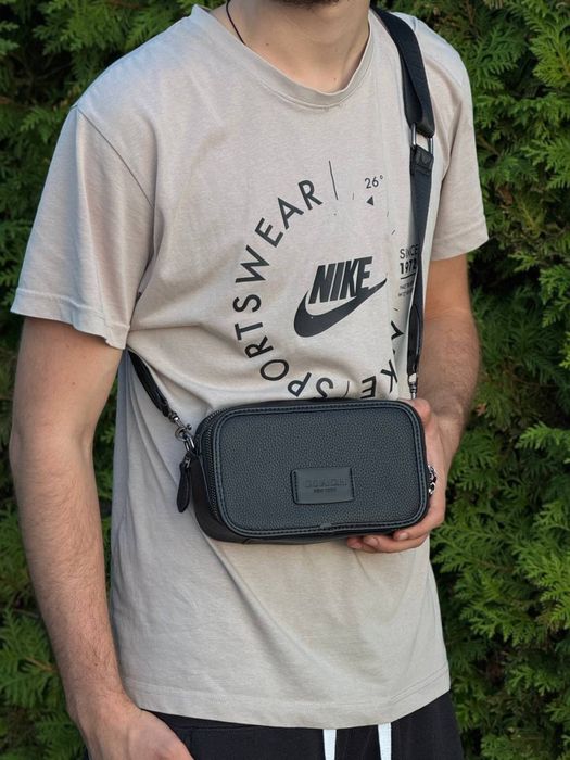 Сумка Coach кросбоди через плечо барсетка Коач мужская Коуч кожаная