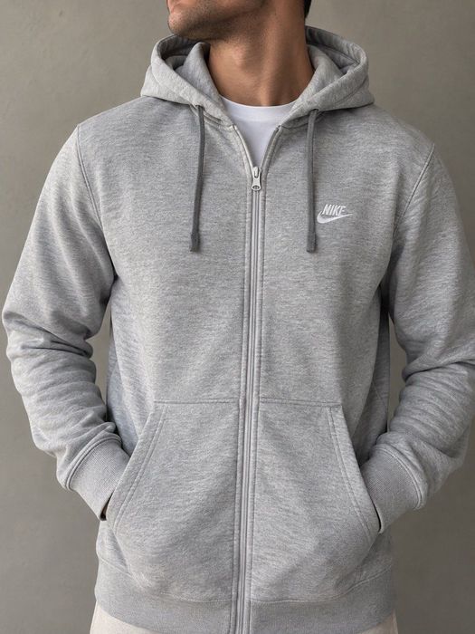 Худі на замку Nike сіре/ зіп худі найк чоловіче сіре/ кофта найк на замку сіра