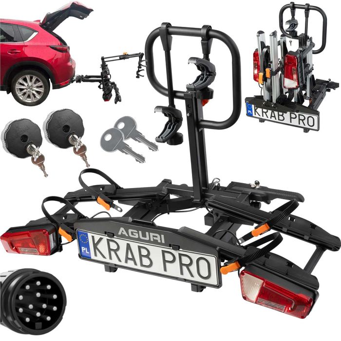 Bagażnik rowerowy platforma na hak Aguri Krab Pro 2 Black na 2 rowery elektryczne E-BIKE