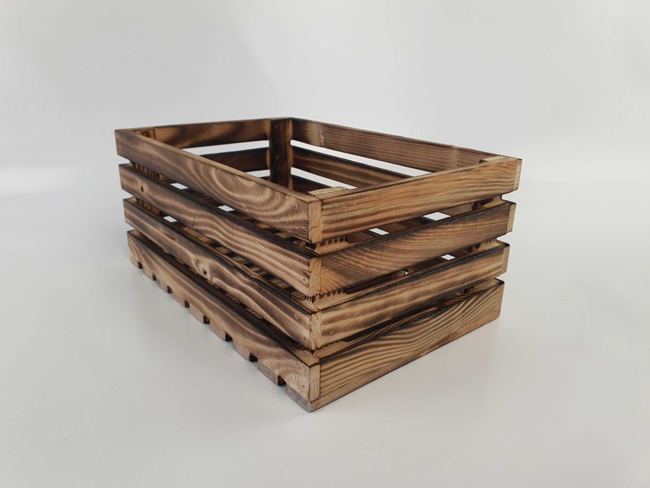Skrzynka drewniana opalana PREMIUM półka dekoracyjna 30x20x13 rozm M