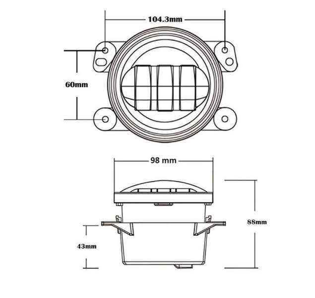 Противотуманные фары LED универсальная 4 дюйма+дхо глазки 100мм Cree