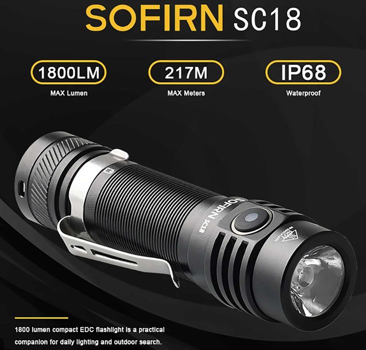Ліхтар Sofirn SC18 + АКБ 3000мАг компактний ліхтар, дитячий ліхтар