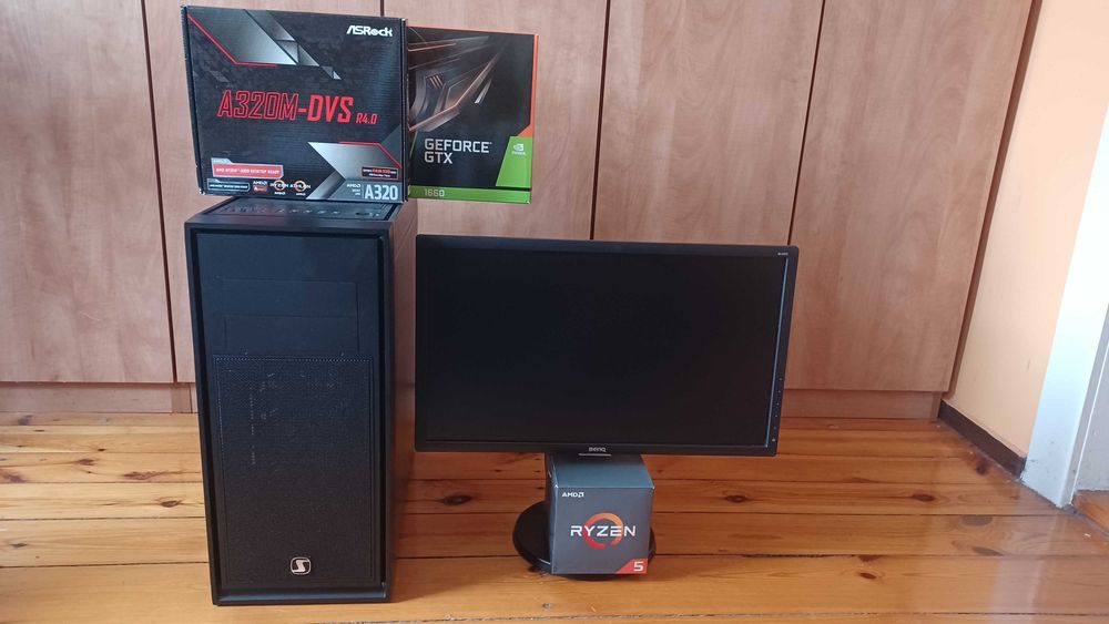 Komputer PC, też do gier AMD Ryzen 5 2600, 16GB Ram, GTX 1660, SSD+HDD, Monitor LCD 22''