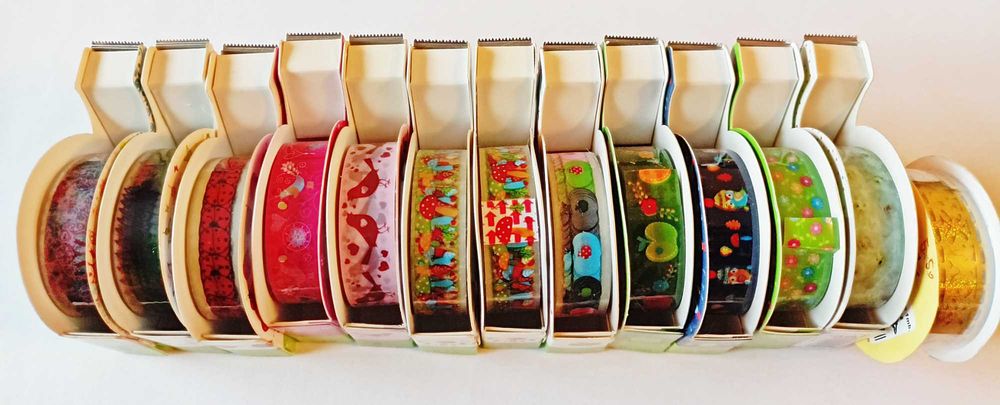 Taśmy klejące dekoracyjne nowe 13 szt. różne wzory