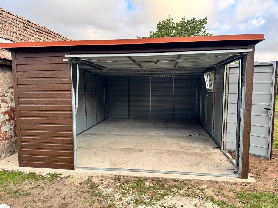 Garaż blaszany drewnopodobny 4mx6m profil producent cała polska 6x6