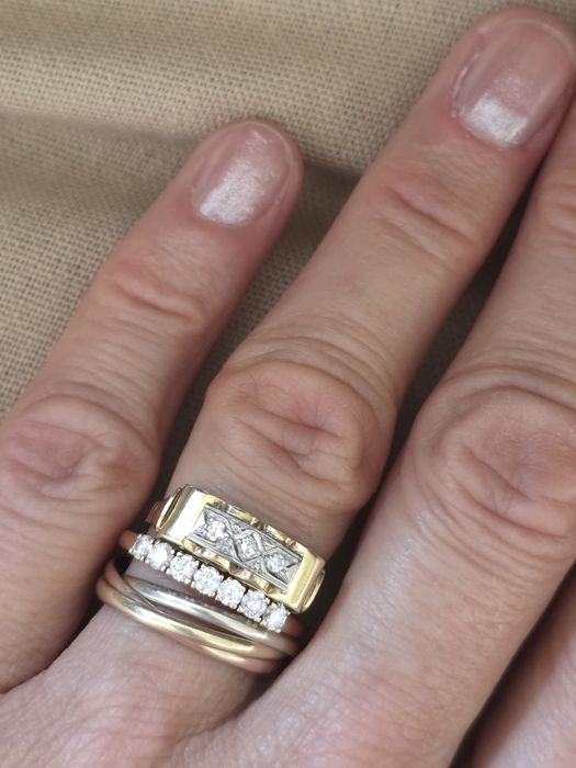 R.18 Pierścionek Art Deco Diamenty Złoto 585 WYCENA