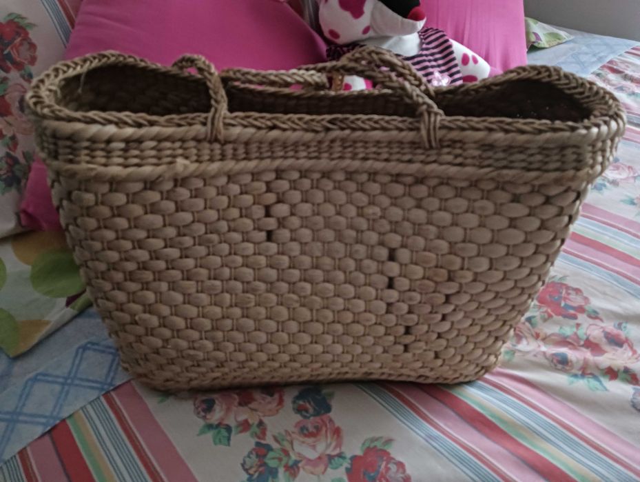 Cesta em Palhinha com asas tamanho grande extra-forte