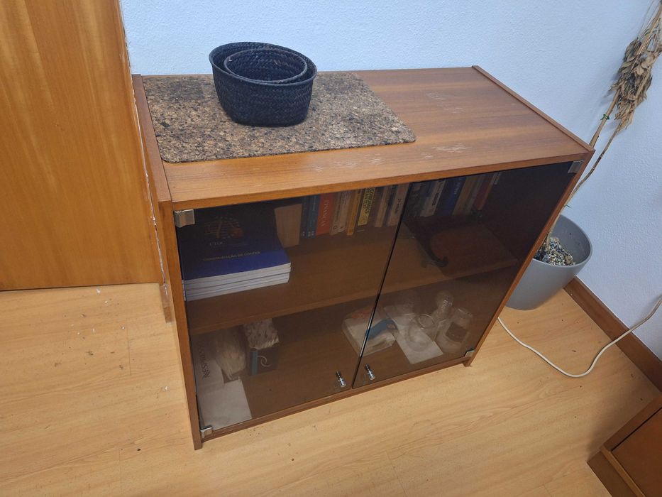 Armário de Arquivo de Escritório com Portas de Vidro