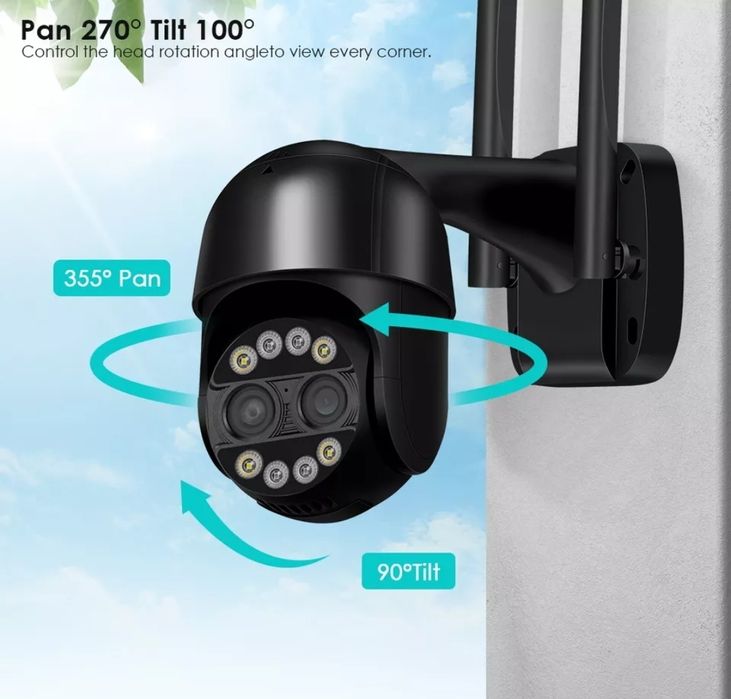 Уличная WIFI камера с двумя объективами с разрешением на 4 МП.