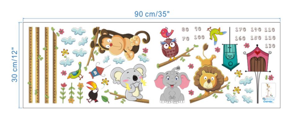 Régua do Crescimento Cartoon Animais