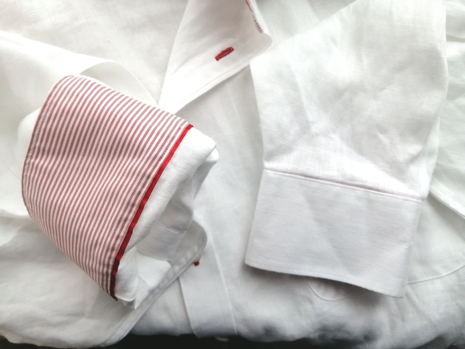 Сорочка лляна 3XL-4XL, Charles Tyrwhitt,біла стильна святкова  рукавом