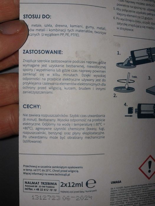Klej dwuskładnikowy w tubie Technicqll NM Epoxy szybkowiążący