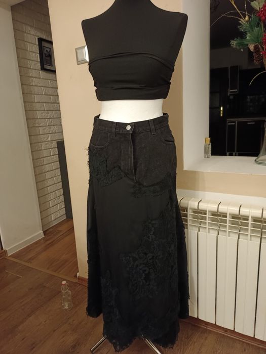 Luisa Spagnoli Spódnica jeans z naszyta koronką