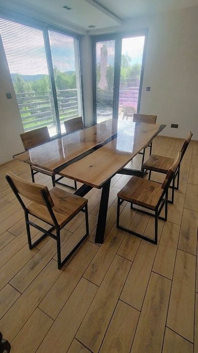 Luksusowy Stół dębowy River Table 180x90 - Ręczna robota, Premium
