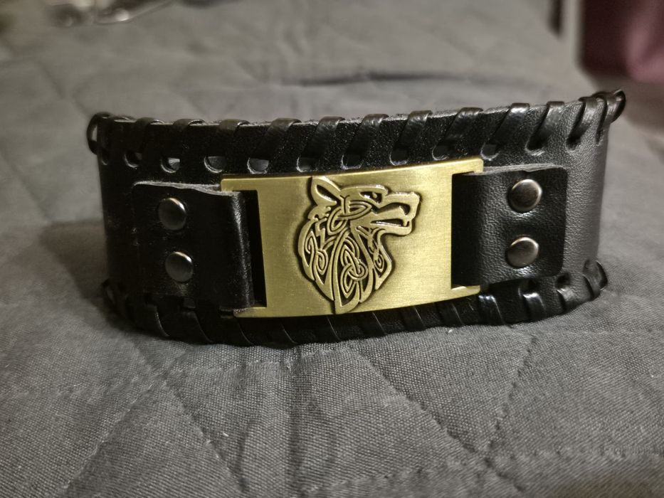 Nowa opaska podwójnie szyta Wilk Wilkołak Viking Wikingowie Metal Grawer
