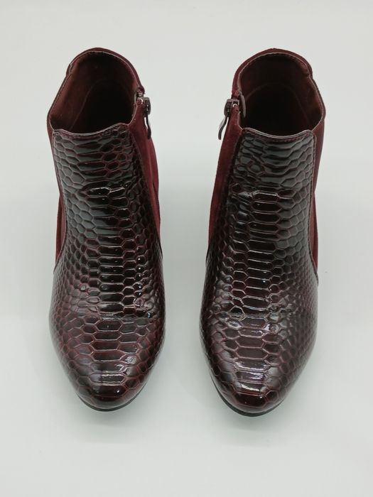 Botas de senhora bordeaux em pele e camurça 38
