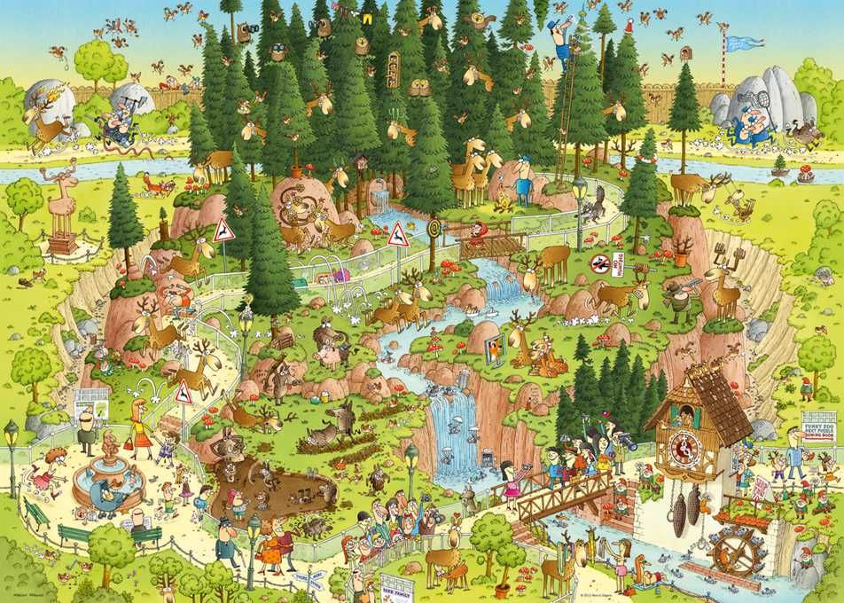 Puzzle Heye 1000 peças "Funky Zoo - Black Forest" Marino Degano