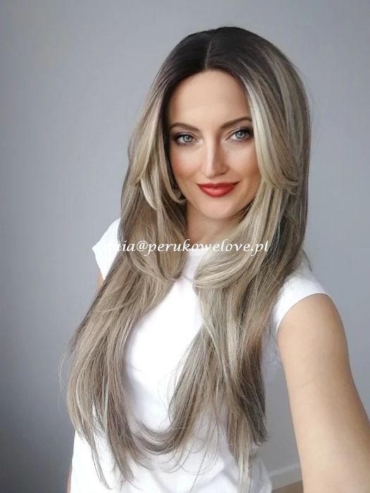Peruka LACE FRONT balejaż włosy stopniowane jak naturalne peruki damskie