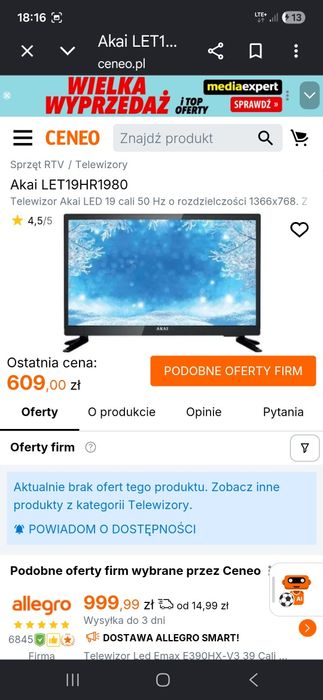 Tv .led Akai  19 "
