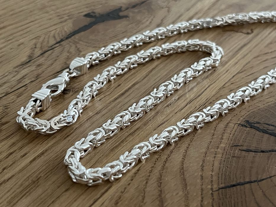 Srebrny męski łańcuszek Splot Królewski 60 cm 51 g