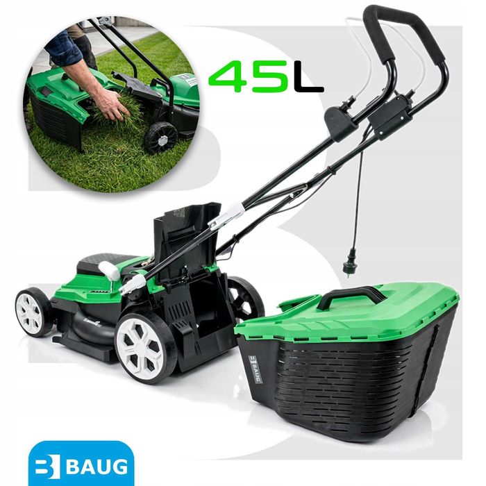 KOSIARKA ELEKTRYCZNA DO TRAWY z regulacją wysokości  45L 1600W Baug
