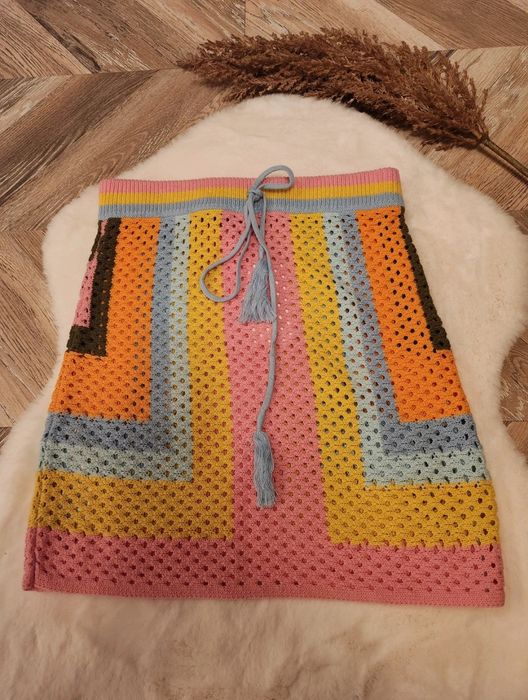 Mango kolorowa szydełkowa spódnica bawełna S NOWA z metką wysyłka