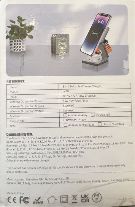 Carregador Sem Fios Dobravel Iphone