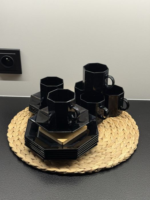 Arcoroc Luminarc France Czarny 18 czesci Zestaw Kawowy