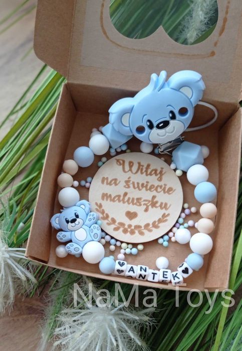 Zawieszka, przywieszka do smoczka. Silikonowy gryzak. Handmade.