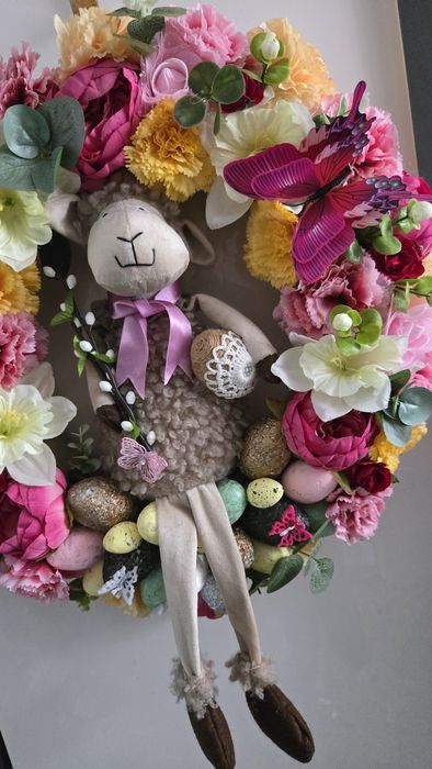 Wielkanocny wianek na drzwi śr 53 cm.