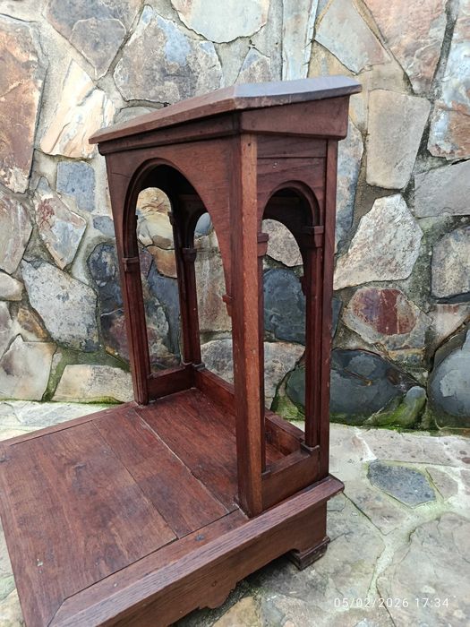 Genuflexório oratório de oração Carvalho Gótico Vitoriano século XIX