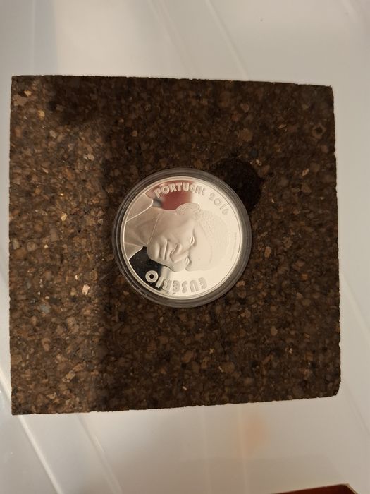 Moeda prata proof Eusébio
