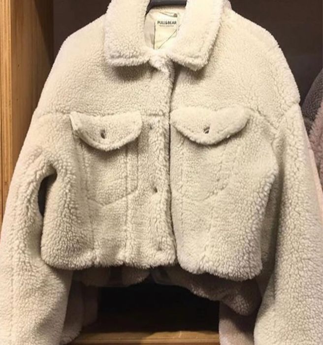 Korzuszek futerko baranek kurtka kremowa rozmiar M damska