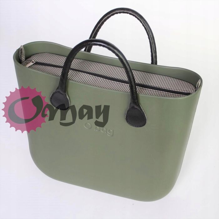 Czarny organizer do OBAG STANDARD pepitka piasek 2 kieszenie OMAY