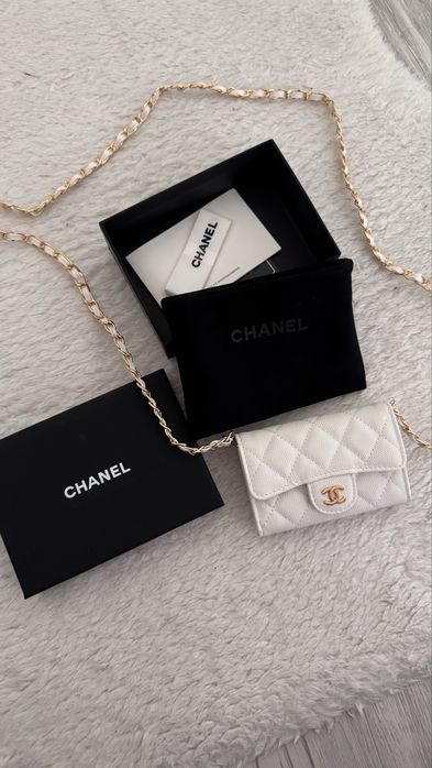 Portfel Chanel 11.3 white  CALFSKIN GOLD