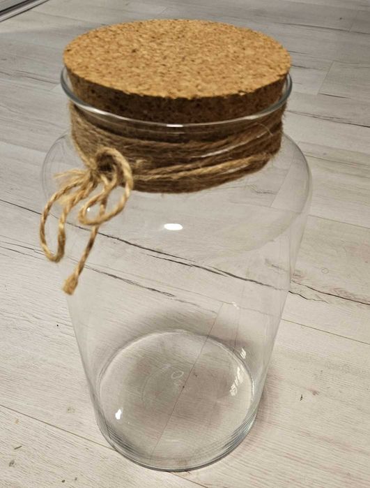 Duży szklany słój z korkiem (36x19 cm, 7L) Boho