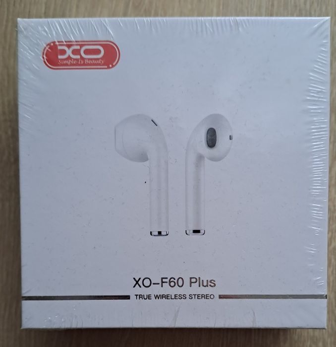 XO Słuchawki Bluetooth F60 Plus TWS białe z Powerbankiem (nowe)