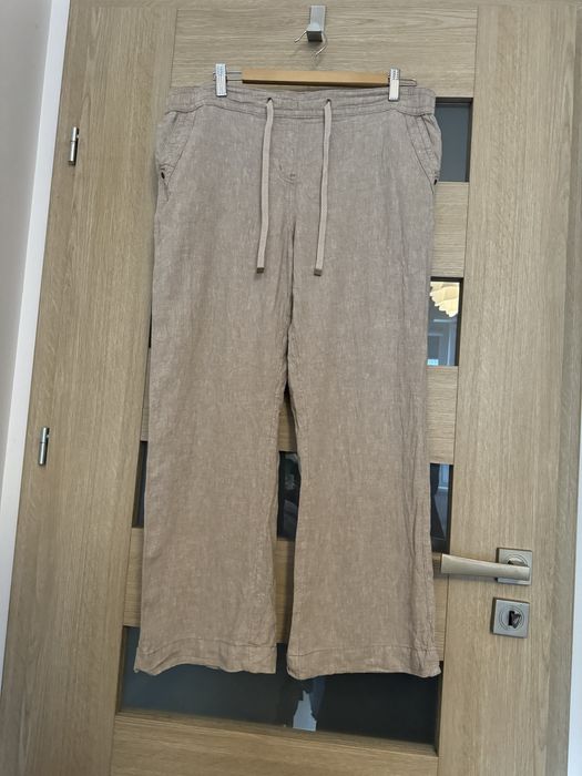 Spodnie lniane beżowe George 44/2XL