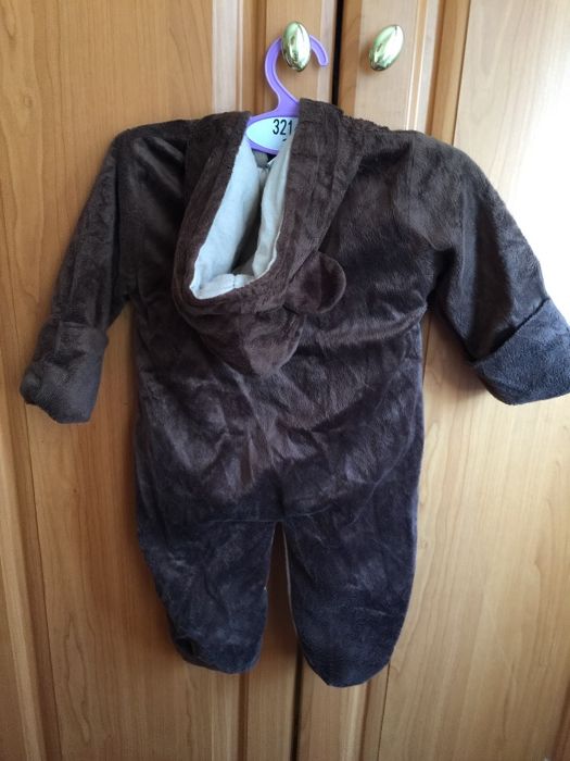 Тёплый велюровый человечек на подкладке, на 3-6 месяцев