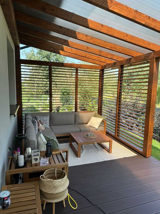 Zadaszenia tarasu z poliwęglanu,  tarasy z deski kompozytowej