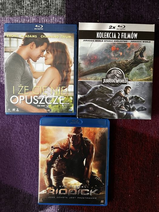 Zestaw 4 filmów bluray - Ridick, Jurassic World 2 części, I że Cię nie opuszczę