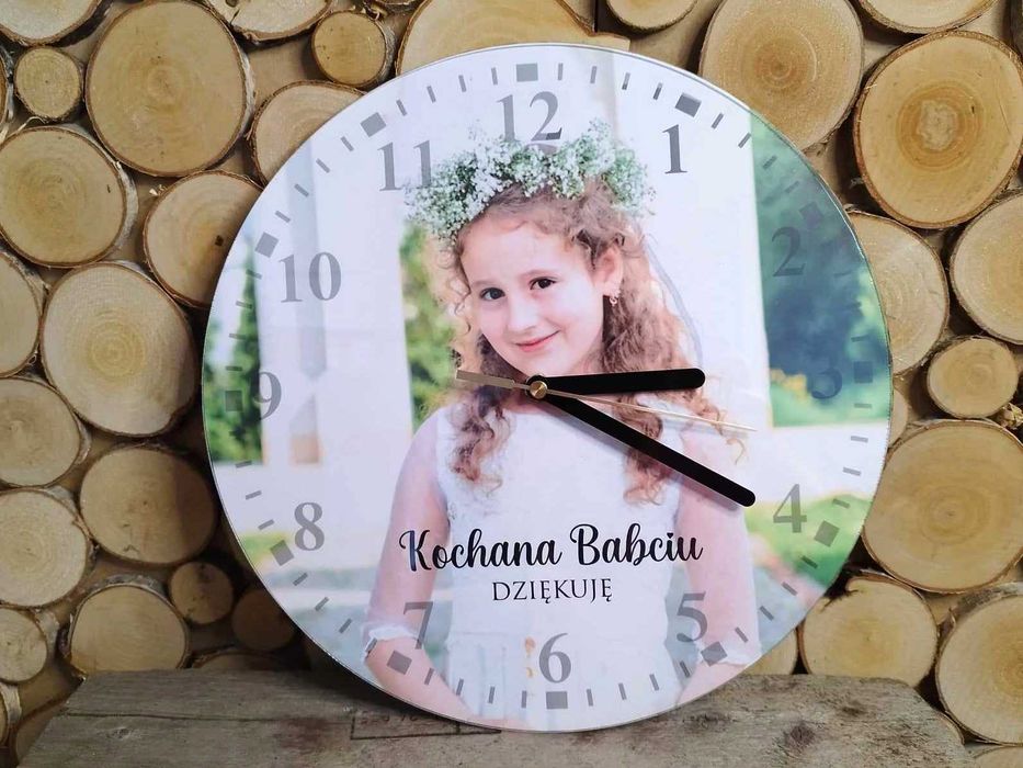 Podziękowania dla Chrzestnych Dziadków Pierwsza Komunia Zegar Foto