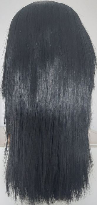 Peruka syntetyczna czarna full lace front styl wolf cut/rock
