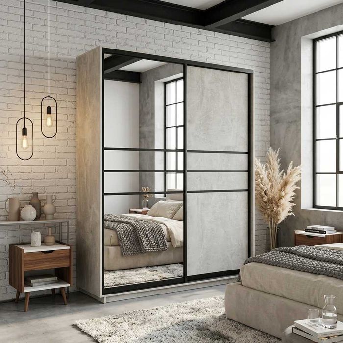 Шкаф-купе 1800×600×2400 Бетон Ателье – шик современного минимализма