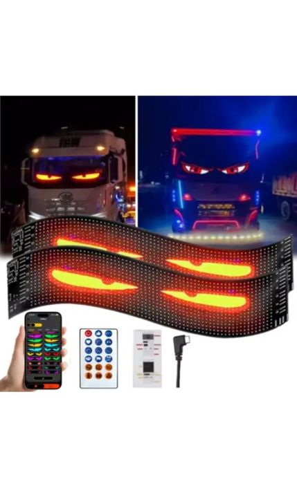 LED панель для лобового скла вантажівки – анімовані очі. 120×595 мм
