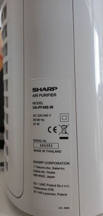 Очищувач + іонізатор повітря Sharp UA-PF40E-W
